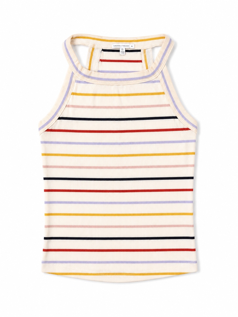 Womens Striped Rib Halter Tank Top - Multi